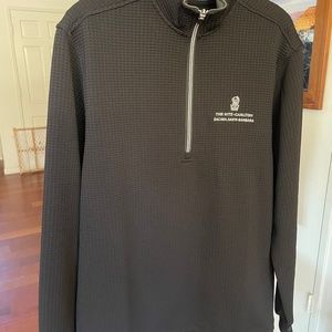Black Straight Down Grid Print Quarter Zip Sweater